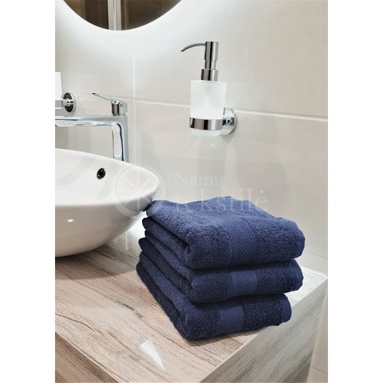 Medvilninis frotinis vonios rankšluostis tamsiai mėlynas